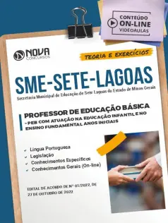 Apostila SME Sete Lagoas em PDF - Professor de Educação Básica - PEB com Atuação na Educação Infantil e no Ensino Fundamental Anos Iniciais