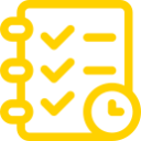 ícone checklist com relógio - amarelo