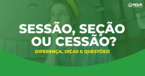 jovem mulher estudando e indicando expressão de dúvida representa artigo sobre sessão seção ou cessão