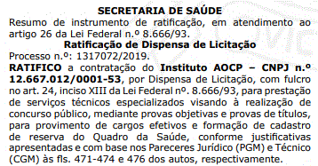 Concurso SMS-ES: Banca organizadora está definida! 2 Dispensa de Licitação SMS-ES