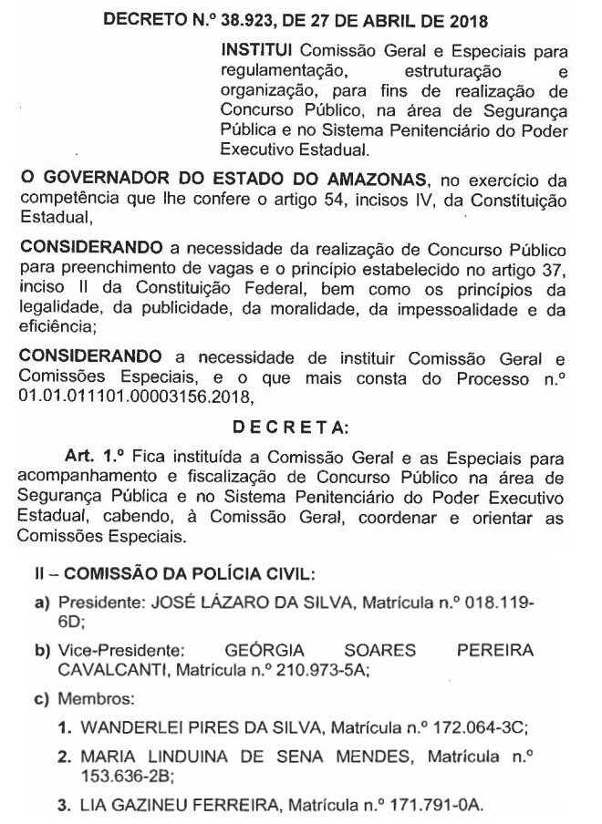 Concurso PC AM: Decreto oficializa oferta de 424 VAGAS! 1 Nova-decreto