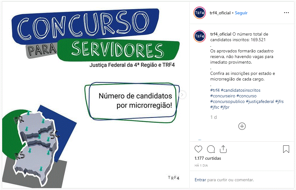 Concurso TRF4: Mais de 169 mil candidatos inscritos no certame! 1 TRF4