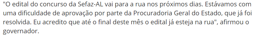 Concurso SEFAZ-AL: Órgão confirma banca, com provas em janeiro! 3 sefaz al