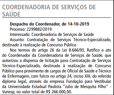 Concurso SES SP: Certame já tem banca definida! 1 imagemdocvunesp