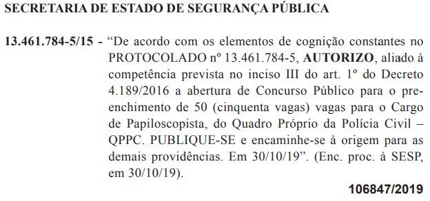 Concurso PC PR: Governador autoriza certame para Papiloscopista! 1 PC PR