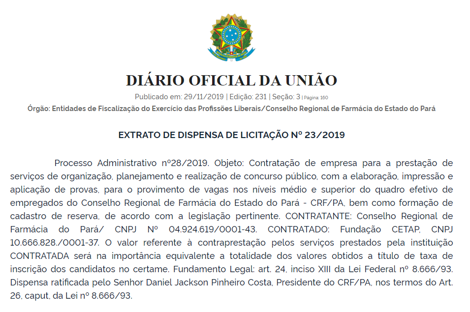 Concurso CRF PA: Banca organizadora é oficializada! 1 CRF PA 1