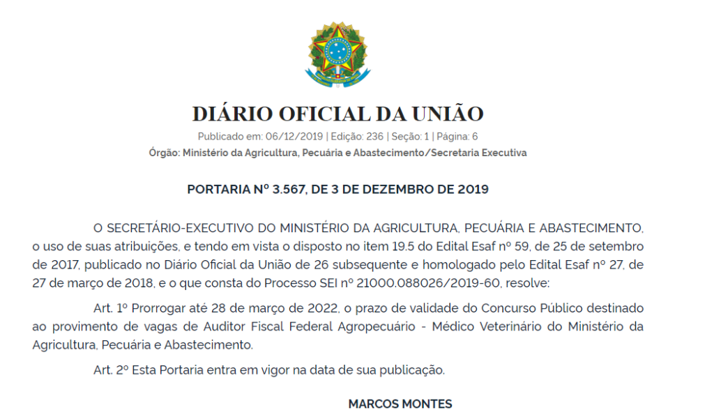 Concurso MAPA: Prazo de validade é prorrogado até o ano de 2022! 1 DIARIO MAPA.png 1024x598
