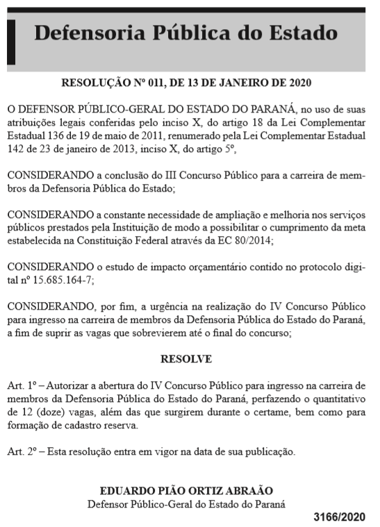 Concurso DPE PR: Órgão autoriza edital para Defensor Público! 1 DPE PR