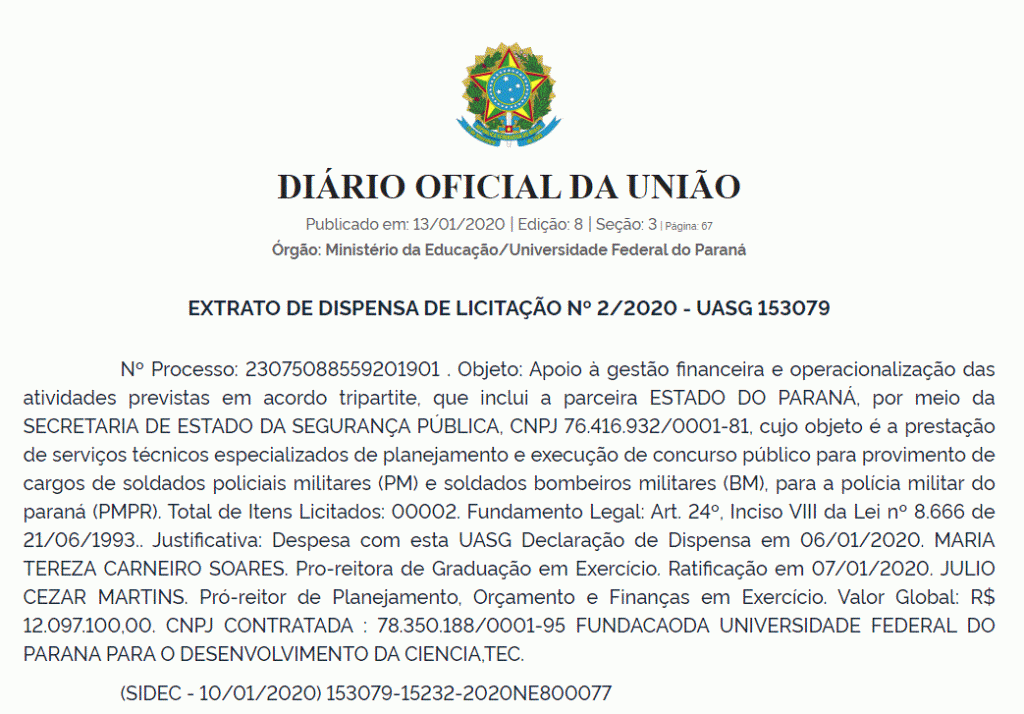 Concurso PM PR: Banca organizadora é escolhida! 1 PM PR