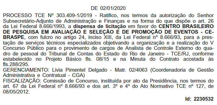 Concurso TCE RJ: Secretário aprova contratação do Cebraspe! 1 TCE RJ