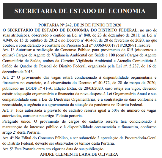Concurso SES DF: Autorizadas 915 vagas de caráter imediato para o nível médio! 1 SES DF