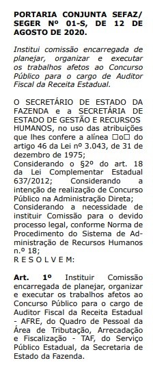 Concurso SEFAZ ES: Comissão organizadora é formada! 1 SEFAZ ES
