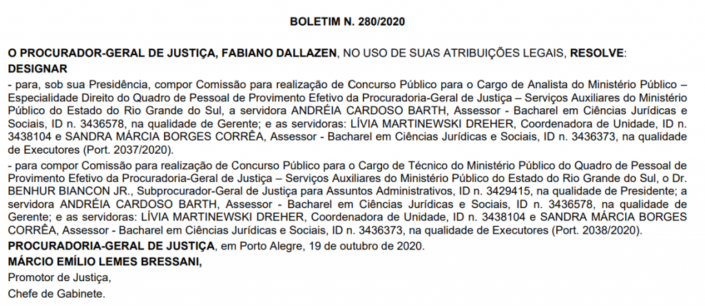 Concurso MP RS: Comissão organizadora é formada; edital para Técnico e Analista! 1 MP RS