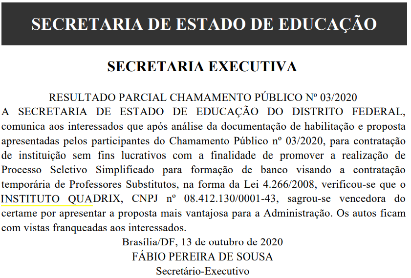 Concurso SEDF: Banca organizadora definida; edital próximo de ser publicado! 1 SEDF banca