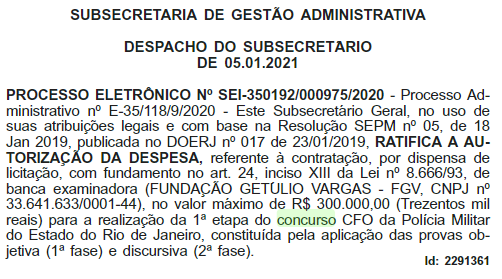Concurso PMERJ Oficiais: Corporação oficializa contratação da banca organizadora! 1 PMERJ Oficial