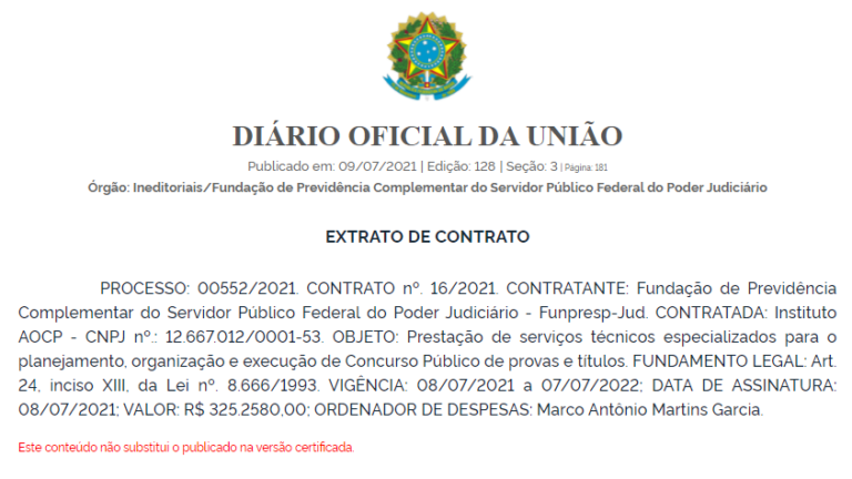 Concurso Funpresp: Instituto AOCP será a banca organizadora! 1 09 07