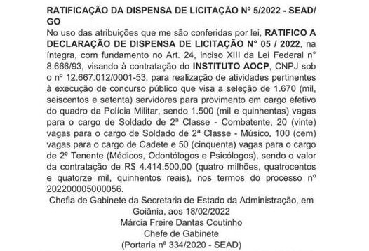 Concurso Segurança Pública Goiás: Quatro editais com 3.376 oportunidades. Confira! 1 Concurso Segurança Pública Goiás: AOCP é a banca!