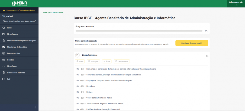 Melhoramos a tela de cursos