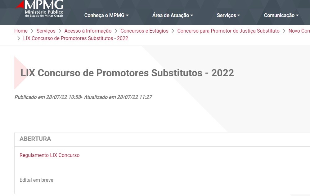 Concurso MP MG: Nova seleção em breve? Órgão cria página de certame! 1 página concurso mp sp