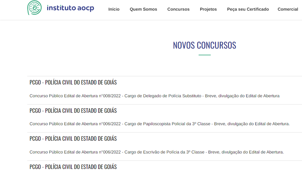 Concurso PC GO: Banca cria página do certame. Edital a qualquer momento! 1 pc go