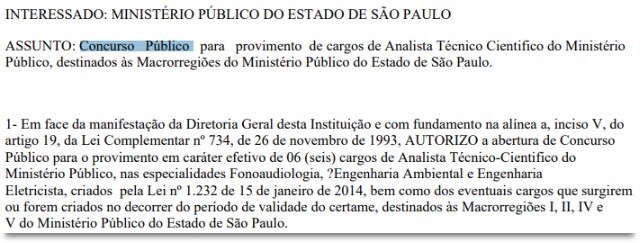 Concurso MP SP: Nova seleção autorizada para Analistas! 1 autorização