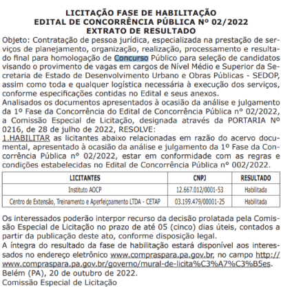 Concurso Sedop PA: Conheça as bancas que estão na disputa pelo edital! 1 sedop pa