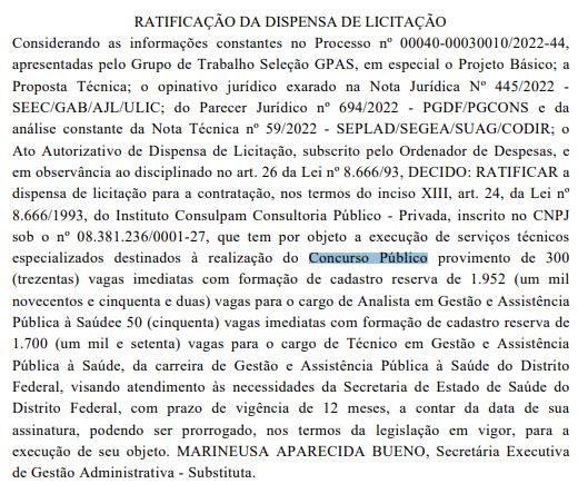 Concurso SES DF: Banca definida. 4.002 vagas para Técnico e Analista! 1 documento ses df