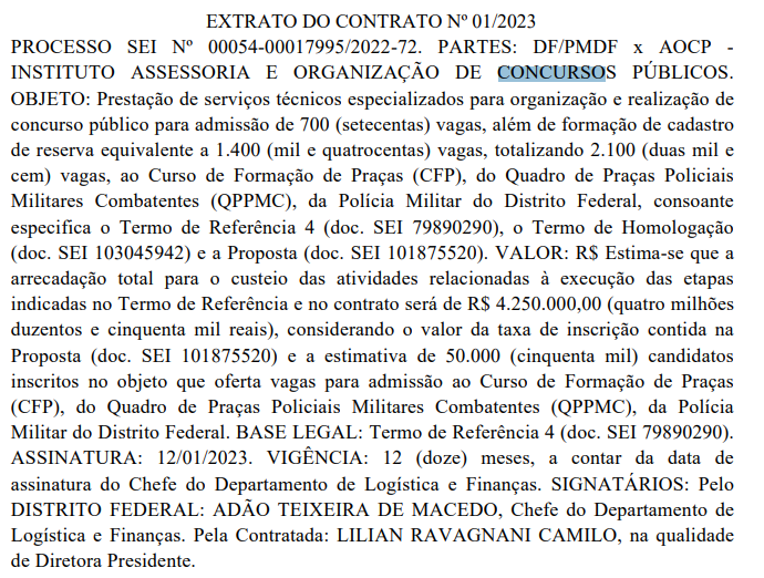 Concurso PM DF: Edital pode ser publicado até 25/01! 1 extrato pm df