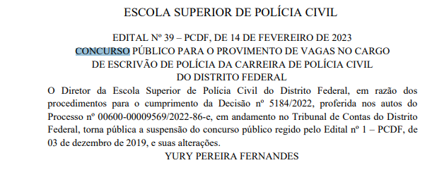 Concurso PCDF: Publicada a suspensão do edital de Escrivão! 1 image 97 1