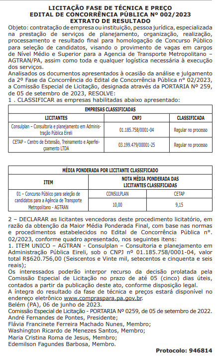 Concurso Agtran PA 2023: Confira a banca vencedora do processo licitatório! 1 84e67957 1e2d 4165 ae54 5907336a7704