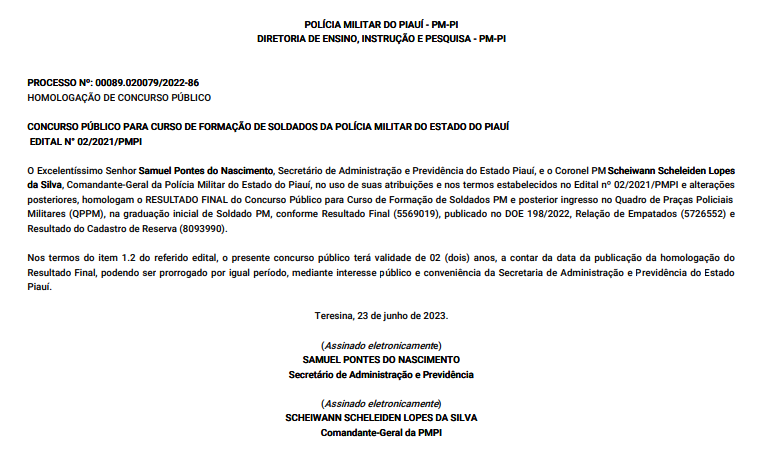 Concurso PM PI: 1.104 aprovados são nomeados! 1 image 233