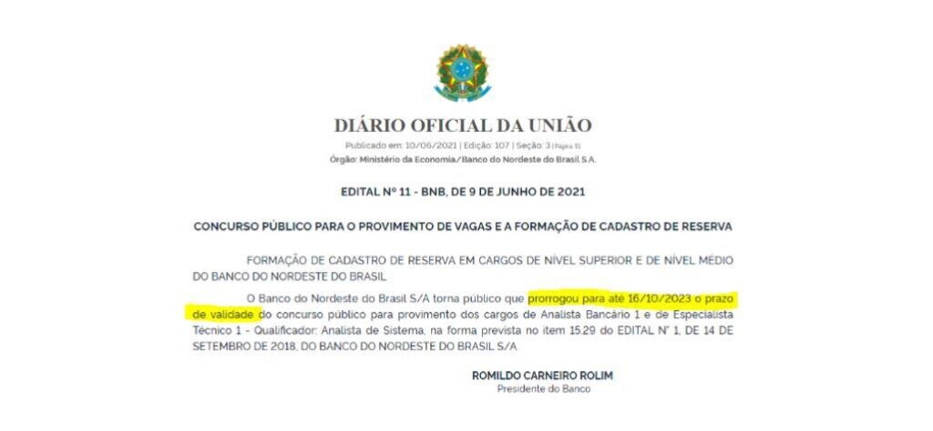 Concurso Banco do Nordeste: Banca definida e edital iminente. 500 vagas! 2 prorrogacao concurso BNB.JPG