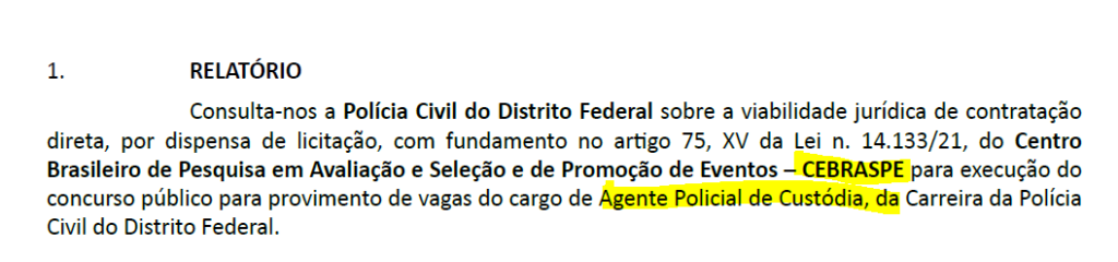 Concurso PCDF: banca definida