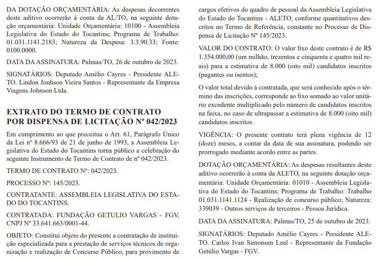 Concurso Assembleia Legislativa do Tocantins: Edital iminente. 107 vagas! 1 extrato fgv