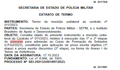 Concurso PMERJ: Contrato com a banca rescindido, provas estão oficialmente anuladas! 2 rescisao contrato ibade pmerj