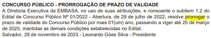 Concurso Embasa convoca mais aprovados e prorroga prazo de validade do edital! 1 image 85