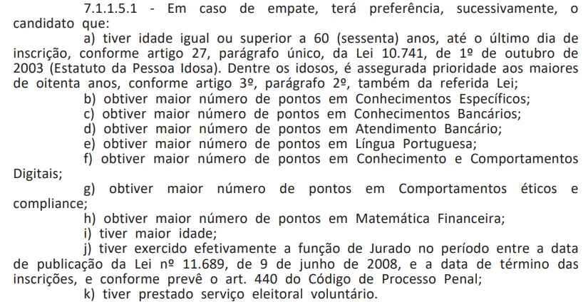 Confira o que mudou no edital Técnico Bancário Caixa com a nova retificação! 1 criterios de desempate