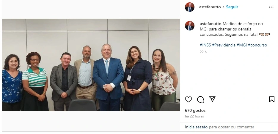 Presidente do INSS vai em busca de autorização para convocar mais aprovados! 1 imagem divulgada no instagram do presidente do inss