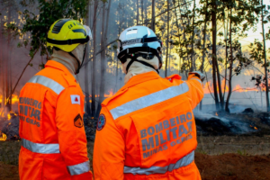 Fotografia de bombeiros trabalhando