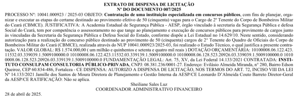 Concurso Bombeiros CE Oficial: Banca definida! 50 vagas! 1 Concurso Bombeiros CE Oficial Banca
