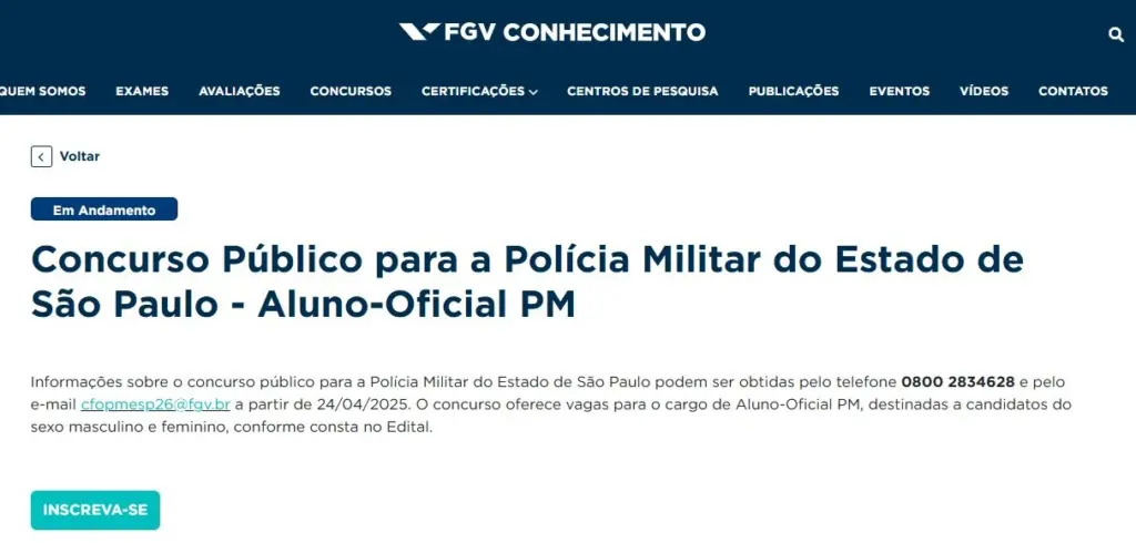 Últimos dias para fazer a inscrição no concurso PM SP Oficial! 165 vagas! 1 Concurso PM SP Oficial inscricoes