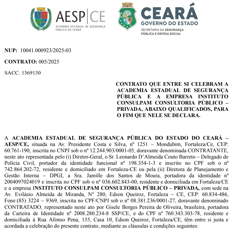 Concurso Bombeiros CE: Contrato assinado com a banca! Edital já pode sair! 1 Contratacao do Instituto Consulpam
