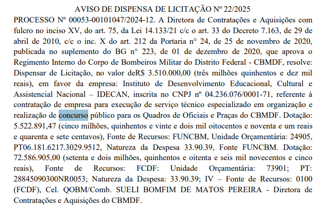 Concurso Bombeiros DF tem banca definida! Edital em breve! 1 documento concurso bombeiros