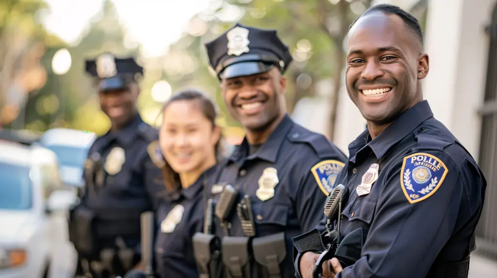 policiais sorrindo
