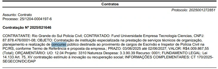 Concurso PC RS: Banca contratada! Edital com 720 vagas! 1 Banca organizadora do concurso PC RS foi contratada!