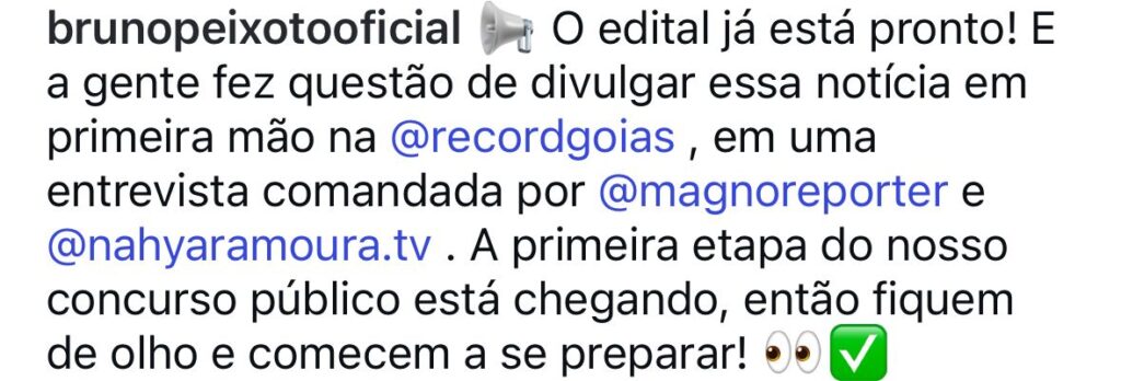 Concurso ALEGO: Edital já está pronto, diz presidente! 1 Legenda da publicação sobre o concurso ALEGO