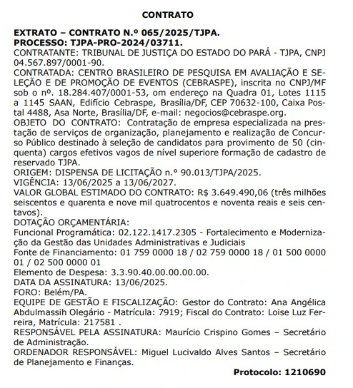 Concurso TJ PA: Banca contratada! Edital já pode sair! 1 Contrato com a banca organizadora do concurso TJ PA!