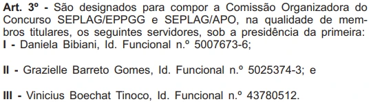 Concurso Seplag RJ: 60 vagas! Comissão organizadora definida! 1 comissão do concurso Seplag RJ