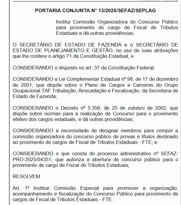 Comissão do concurso sefaz mt formada