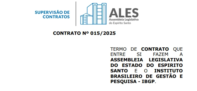 Contrato com a banca organizadora do concurso Ales